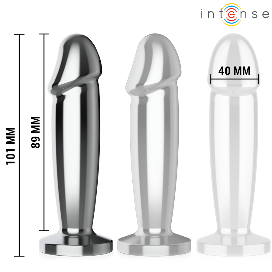 INTENSE - PLUG ANAL 10 VIBRACIONES METAL EN FORMA DE DILDO CON CONTROL REMOTO M - Imagen 4