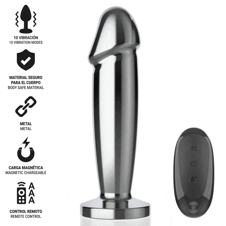 INTENSE - ANAL PLUG 10 VIBRATIONS METAL DILDO WITH REMOTE CONTROL S - Image 8