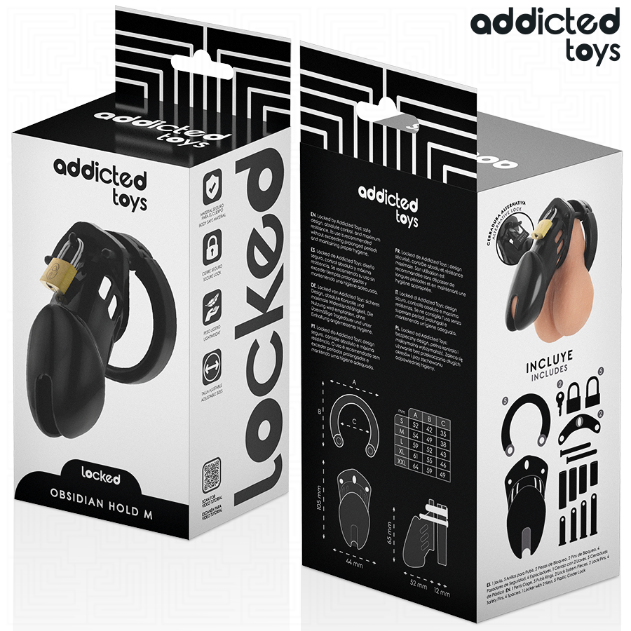 ADDICTED TOYS LOCKED - CAGE À PÉNIS OBSIDIAN HOLD TAILLE M – Image 3