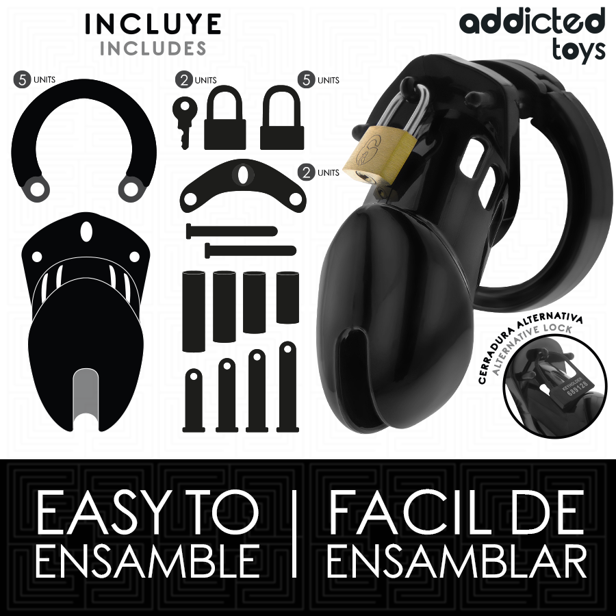ADDICTED TOYS LOCKED - CAGE À PÉNIS OBSIDIAN HOLD TAILLE M – Image 5