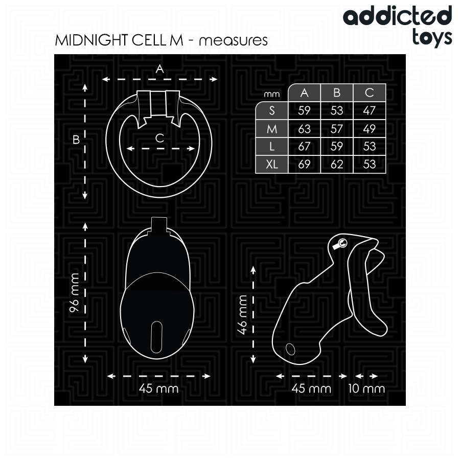ADDICTED TOYS LOCKED - MINDNIGHT CELL PENIS CAGE SIZE M - Image 7