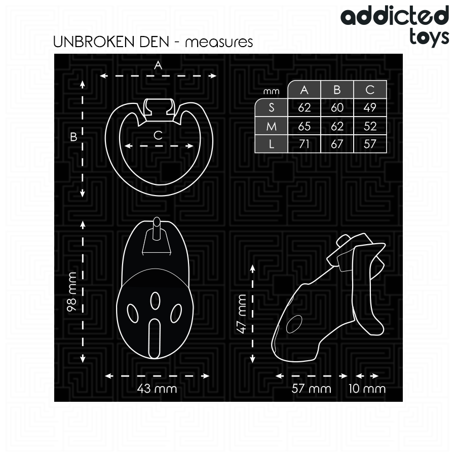 ADDICTED TOYS LOCKED - CAGE À PÉNIS UNBROKEN DEN 9,8 CM – Image 2