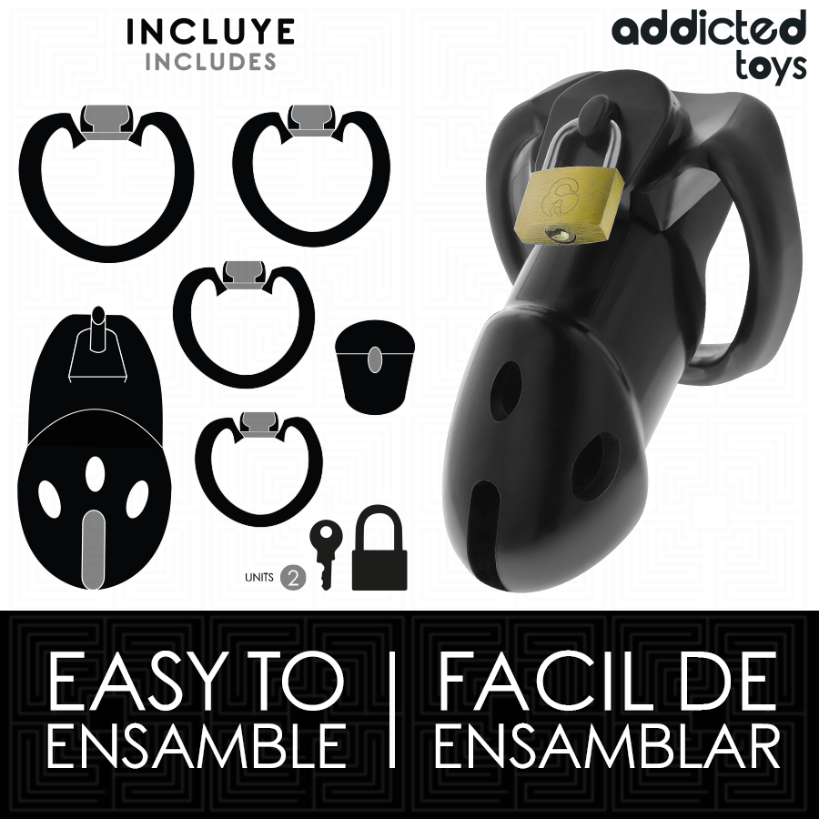 ADDICTED TOYS LOCKED - CAGE À PÉNIS UNBROKEN DEN 9,8 CM – Image 3