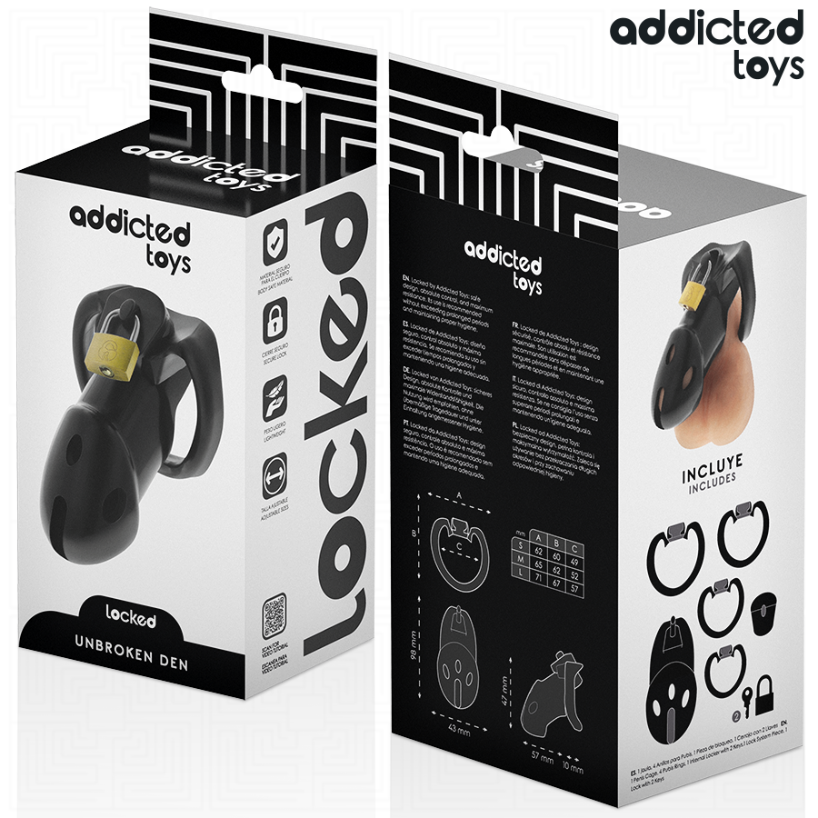ADDICTED TOYS LOCKED - CAGE À PÉNIS UNBROKEN DEN 9,8 CM – Image 7