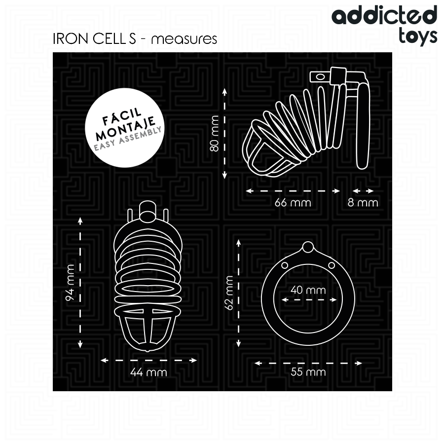 ADDICTED TOYS LOCKED - IRON CELL JAULA PARA PENE DE METAL 4 CM TALLA S - Imagen 2