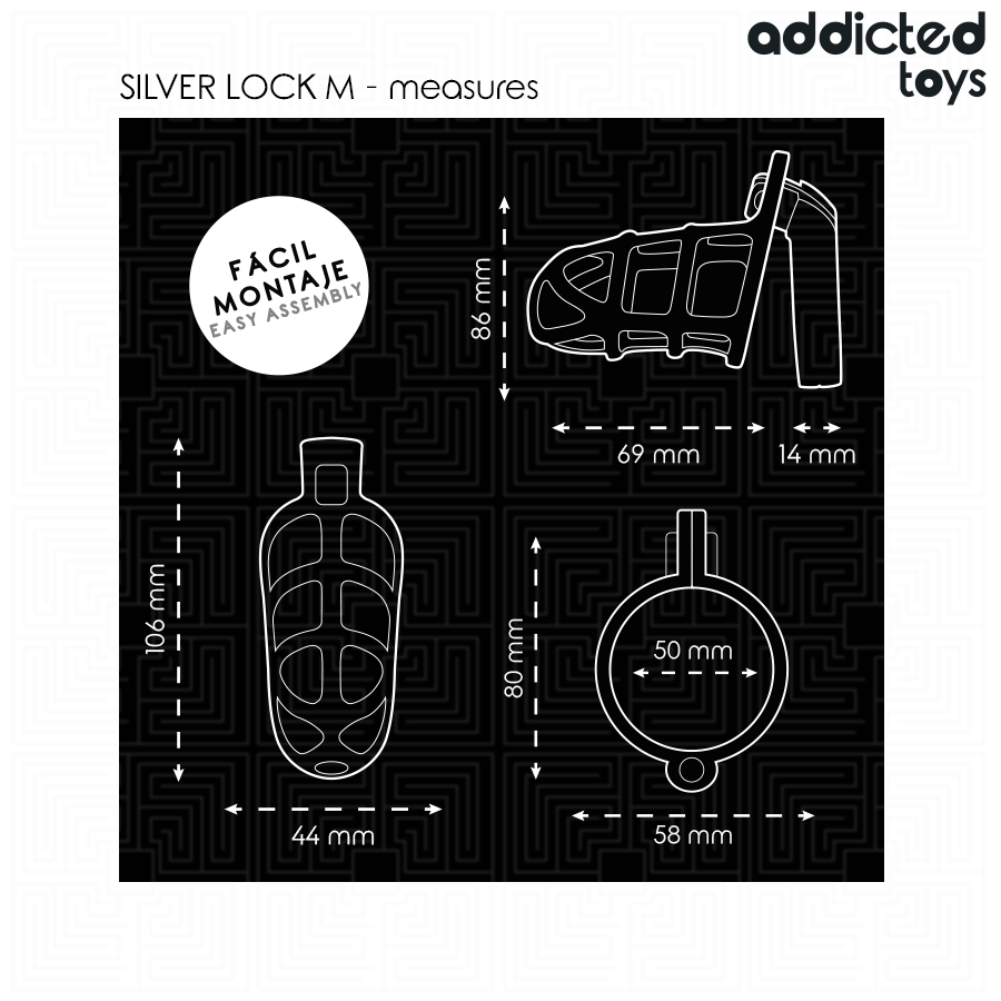 ADDICTED TOYS LOCKED - GAIOLA DE PÊNIS COM TRAVA DE PRATA TAMANHO M - Image 2