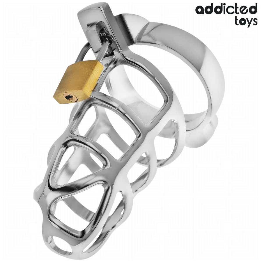 ADDICTED TOYS LOCKED - GAIOLA DE PÊNIS COM TRAVA DE PRATA TAMANHO M - Image 4