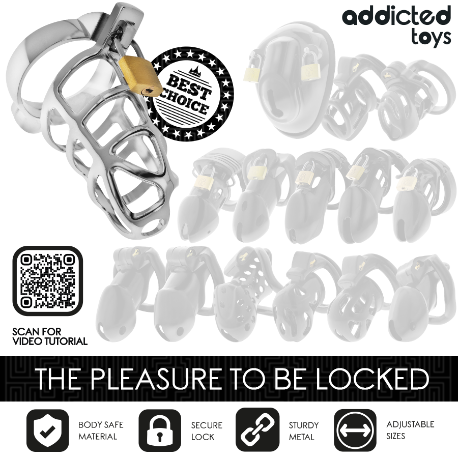 ADDICTED TOYS LOCKED - GAIOLA DE PÊNIS COM TRAVA DE PRATA TAMANHO M - Image 5