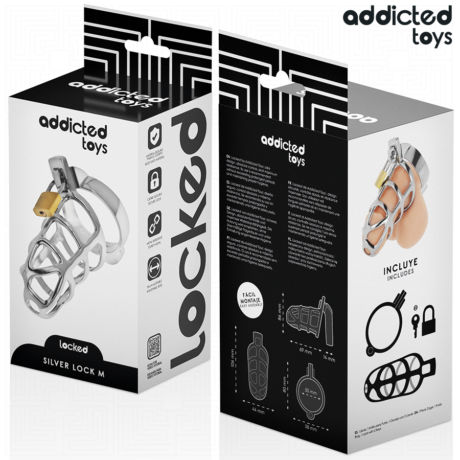ADDICTED TOYS LOCKED - GAIOLA DE PÊNIS COM TRAVA DE PRATA TAMANHO M - Image 7