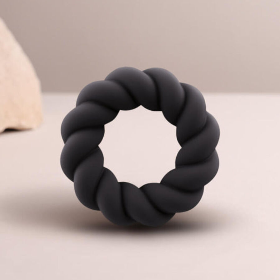 ROCKS-OFF - ANNEAU DE MASTURBATION EN SILICONE NOIR TWIST – Image 4