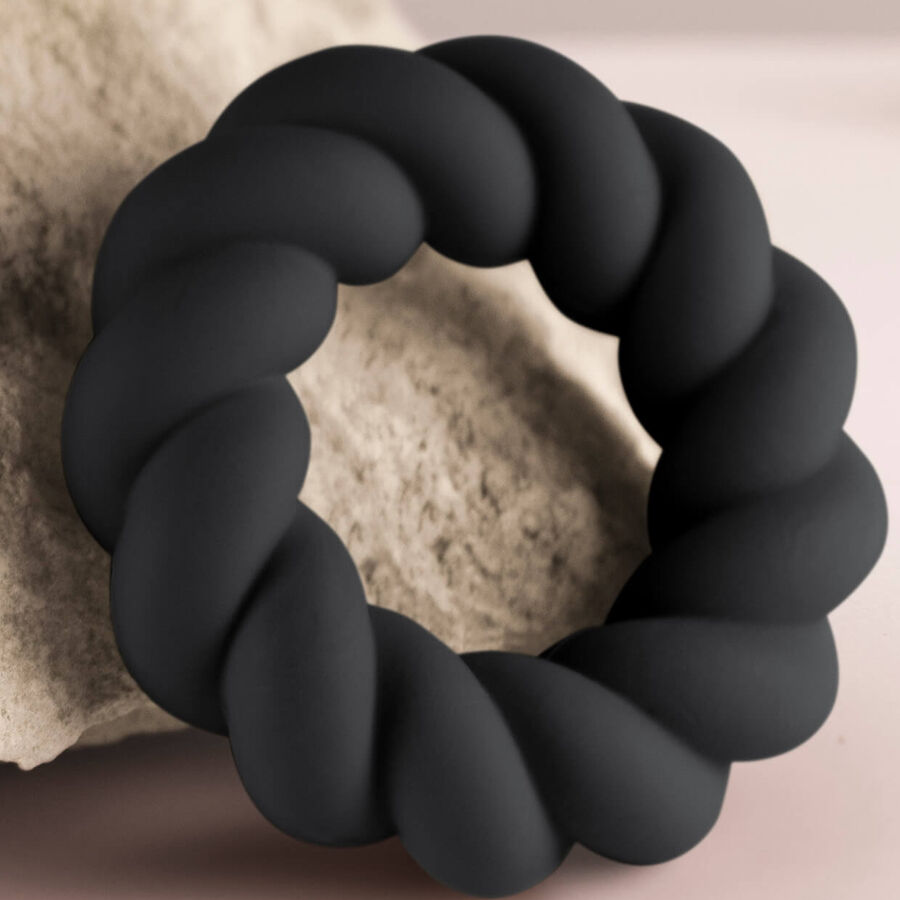 ROCKS-OFF - ANNEAU DE MASTURBATION EN SILICONE NOIR TWIST – Image 7