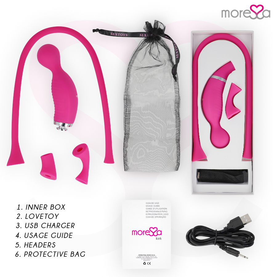 MORESSA - KIRK DUO SUCCIONADOR + MASAJEADOR MULTI PRESTACIONES PREMIUM SILICONE RECARGABLE - Imagen 6