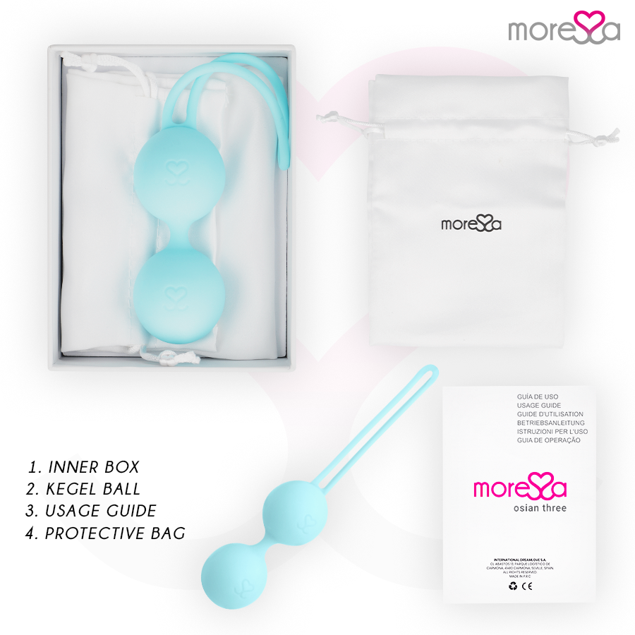 MORESSA - OSIAN THREE ENTRENAMIENTO SUELO PELVICO 85 gr PREMIUM SILICONA TURQUESA - Imagen 3