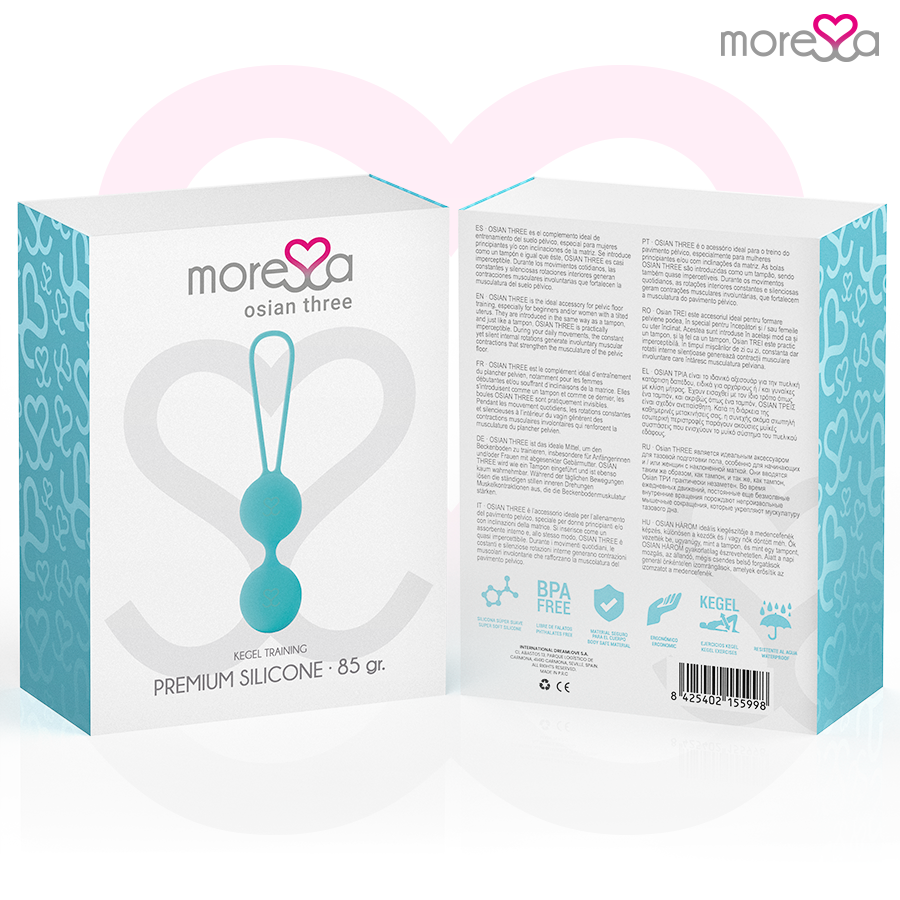 MORESSA - OSIAN THREE ENTRENAMIENTO SUELO PELVICO 85 gr PREMIUM SILICONA TURQUESA - Imagen 5