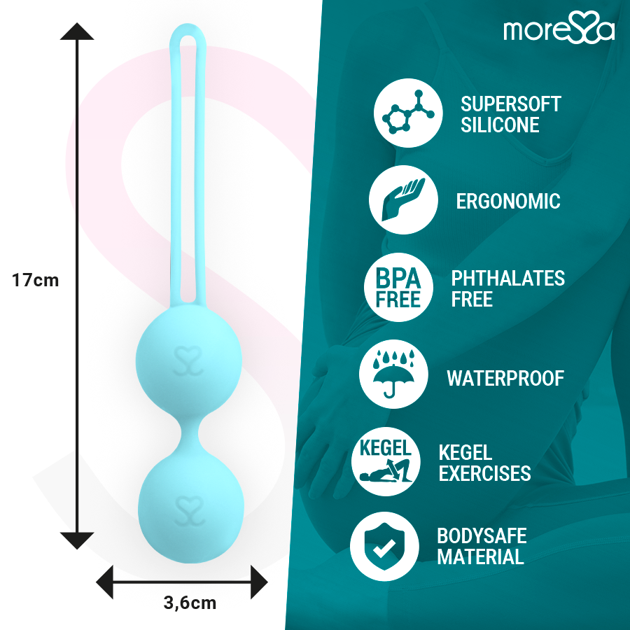 MORESSA - OSIAN THREE ENTRENAMIENTO SUELO PELVICO 85 gr PREMIUM SILICONA TURQUESA - Imagen 6