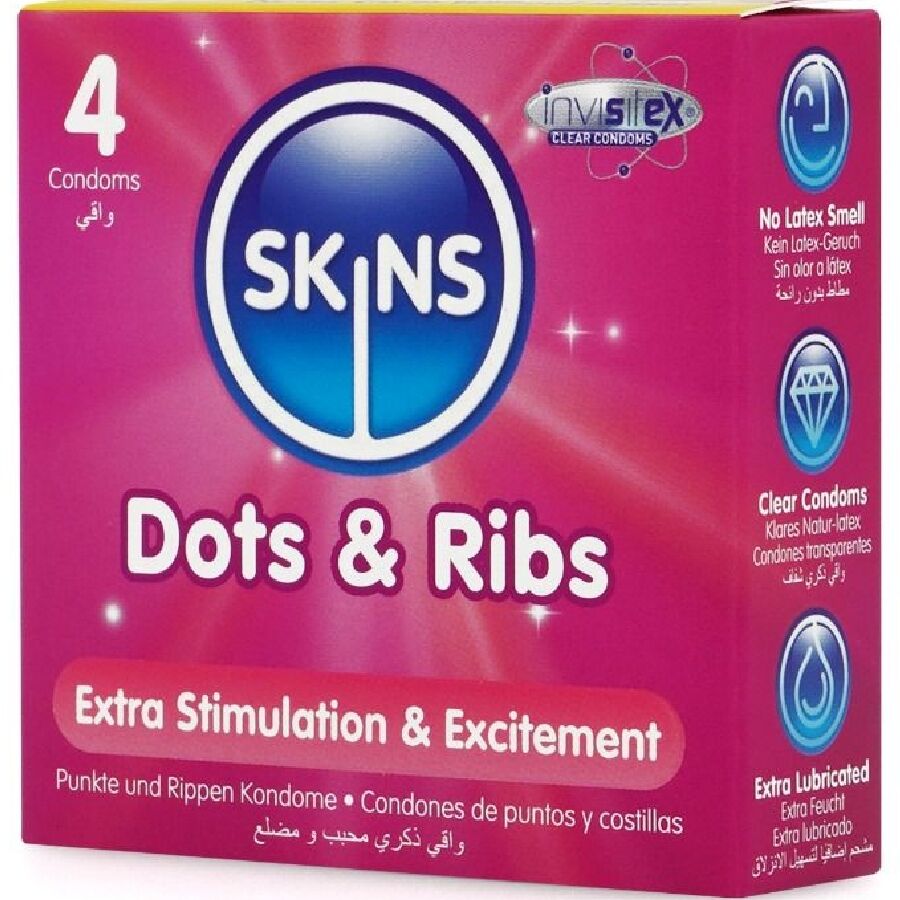 SKINS - DOTS & RIBS PREMIUM-KONDOME 4ER-PACK – Bild 3