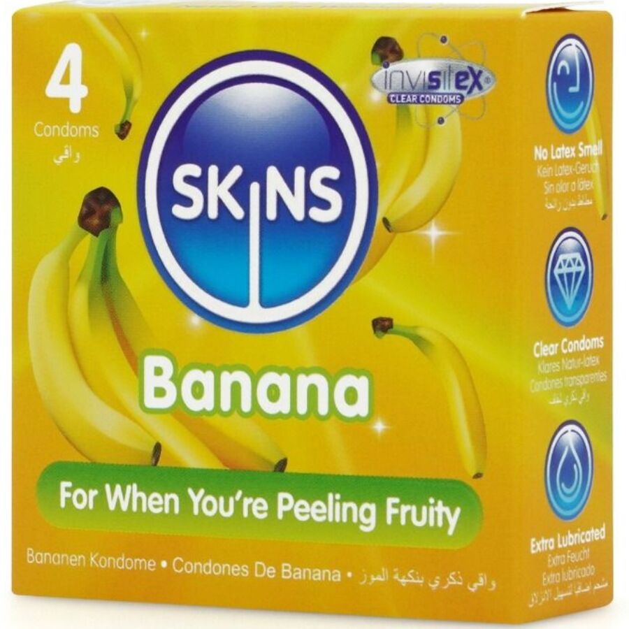 SKINS - PRESERVATIVI BANANA PREMIUM CONFEZIONE DA 4 - immagine 4