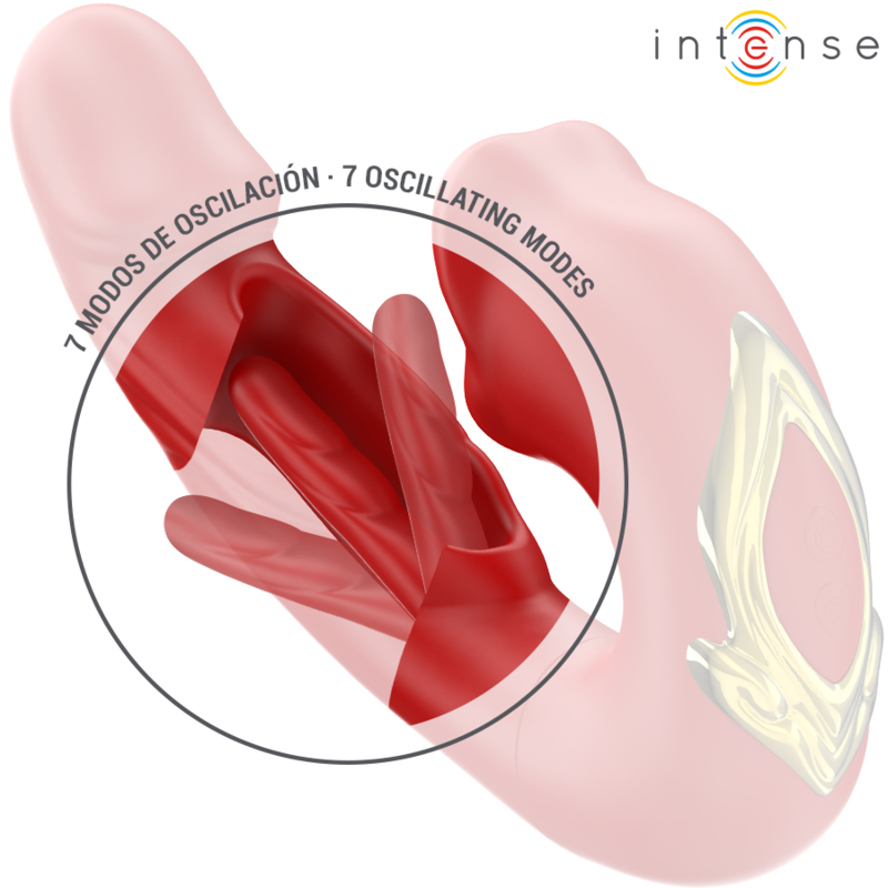INTENSE - NATHY DOUBLE VIBRATEUR AVEC BOUCHE STIMULANTE MULTIFONCTION ROUGE – Image 4