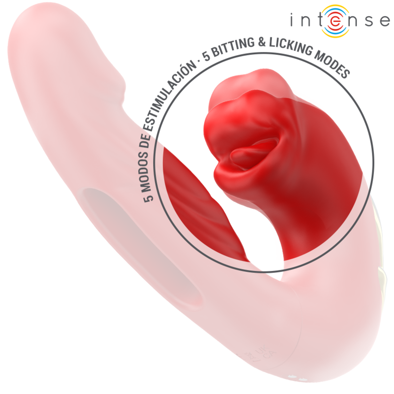 INTENSE - NATHY DOUBLE VIBRATEUR AVEC BOUCHE STIMULANTE MULTIFONCTION ROUGE – Image 5