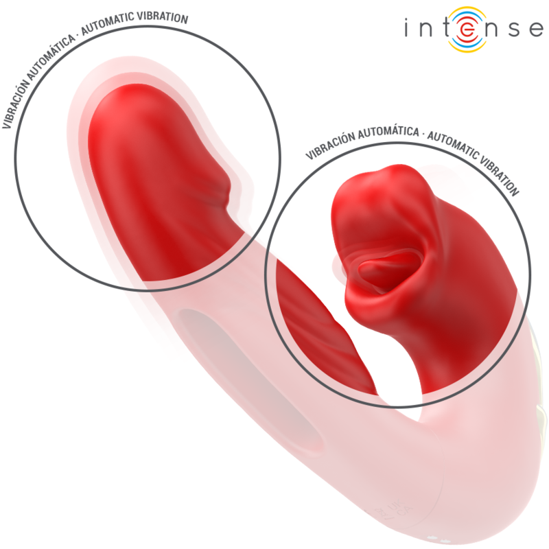 INTENSE - NATHY DOUBLE VIBRATEUR AVEC BOUCHE STIMULANTE MULTIFONCTION ROUGE – Image 6