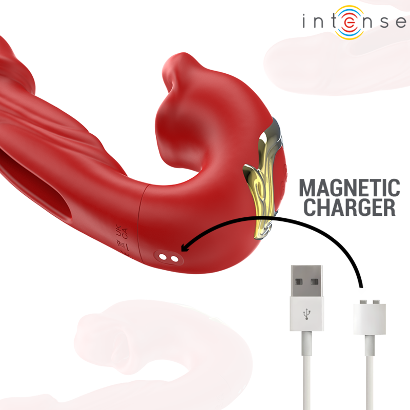 INTENSE - NATHY DOUBLE VIBRATEUR AVEC BOUCHE STIMULANTE MULTIFONCTION ROUGE – Image 7