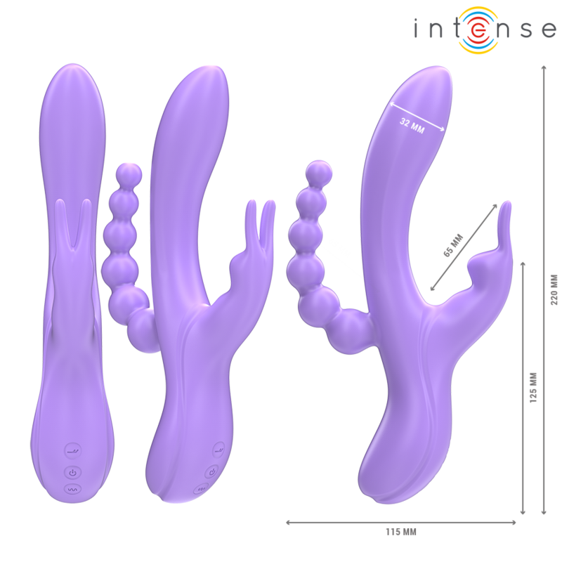 INTENSE - MIKO TRIPLE VIBRATEUR LAPIN & STIMULATEUR & ANAL 7 VIBRATIONS VIOLET – Image 3