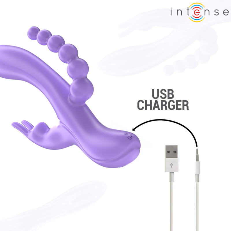 INTENSE - MIKO TRIPLE VIBRATEUR LAPIN & STIMULATEUR & ANAL 7 VIBRATIONS VIOLET – Image 7
