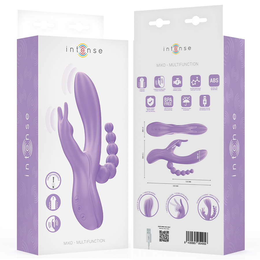 INTENSE - MIKO TRIPLE VIBRATEUR LAPIN & STIMULATEUR & ANAL 7 VIBRATIONS VIOLET – Image 8