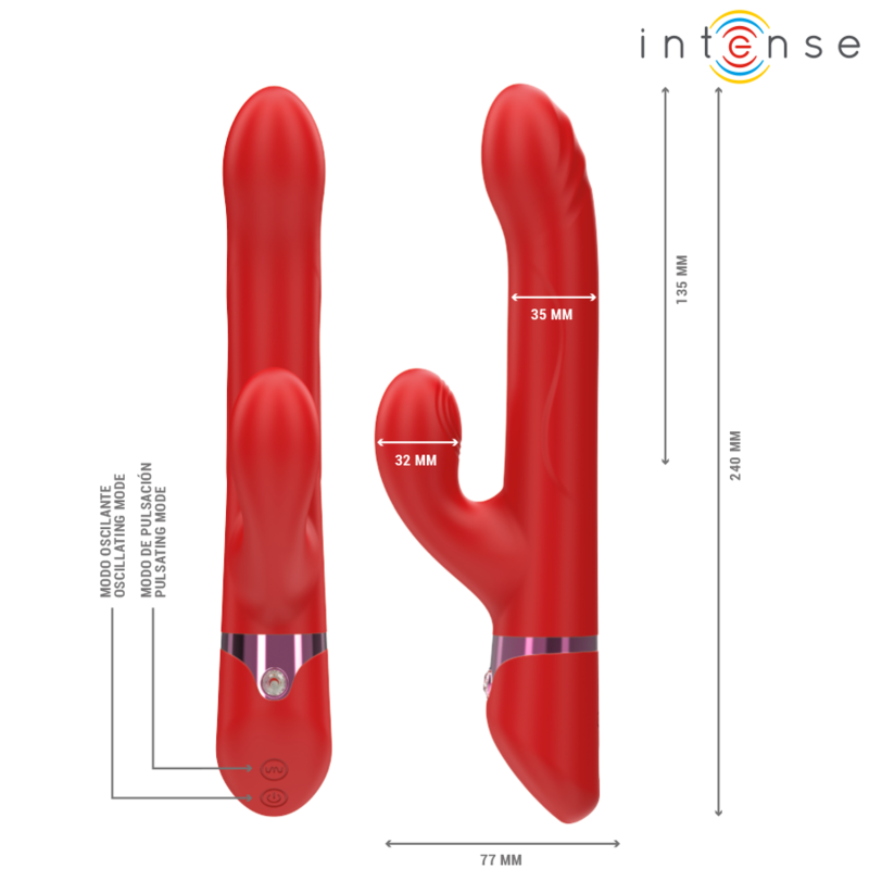 INTENSE - LELE VIBRATEUR MULTIFONCTION ROTATIF & OSCILLANT & STIMULANT ROUGE – Image 3