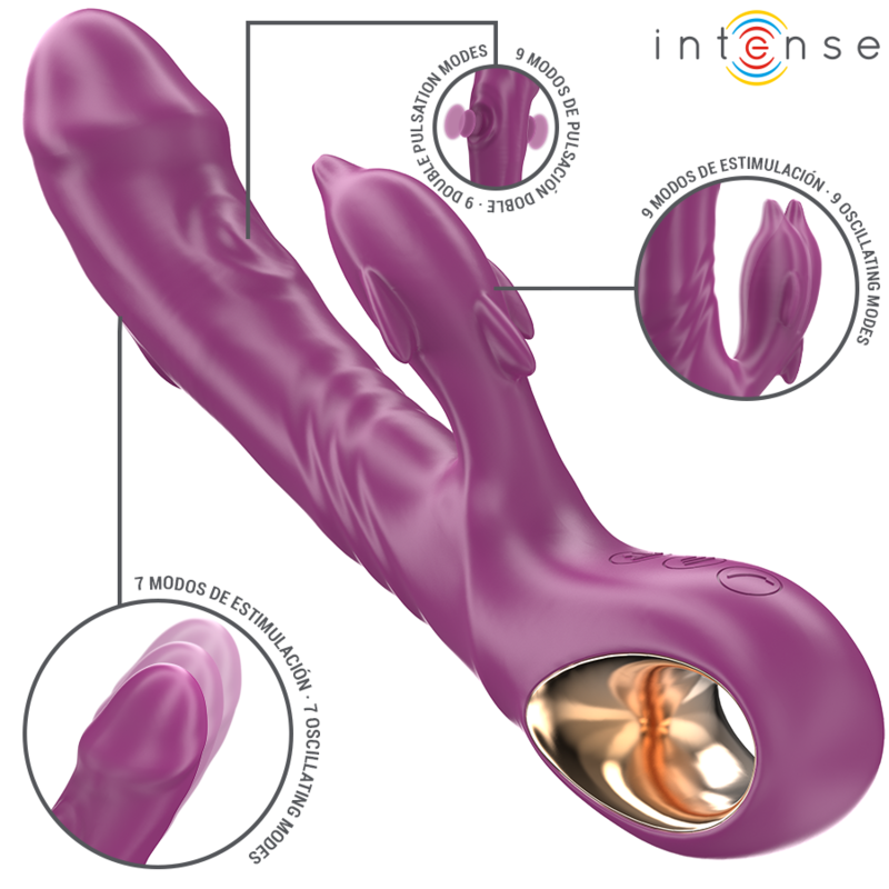 INTENSE - HALLE VIBRATEUR MULTIFONCTION AVEC LANGUE STIMULANTE DAUPHIN VIOLET – Image 2