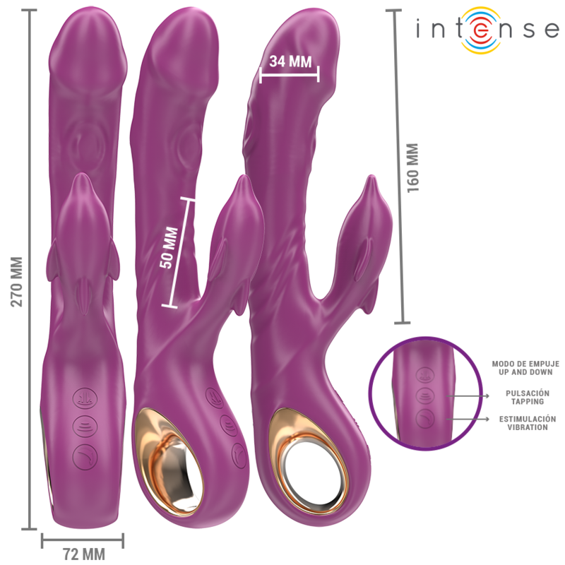 INTENSE - HALLE VIBRATEUR MULTIFONCTION AVEC LANGUE STIMULANTE DAUPHIN VIOLET – Image 3