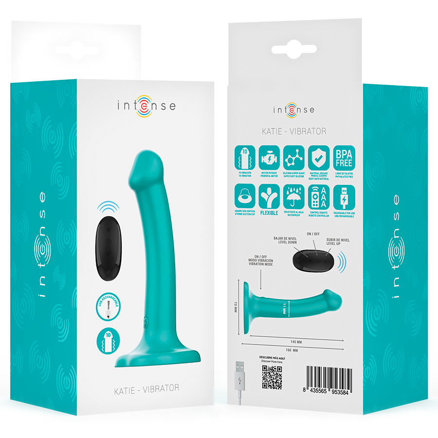 INTENSE - KATIE VIBRATORE CON VENTOSA 10 VIBRAZIONI TELECOMANDO BLU - immagine 8
