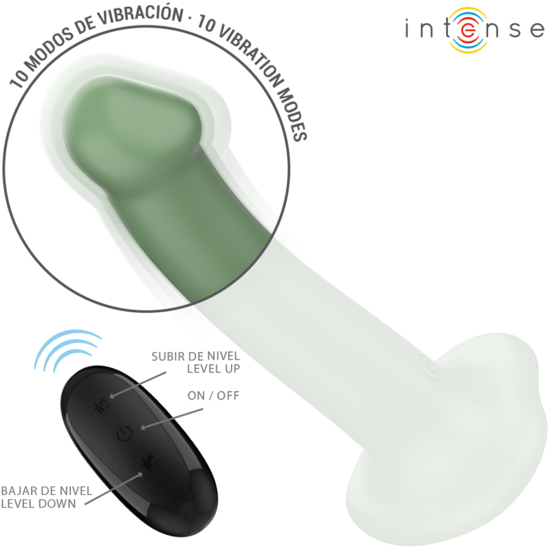 INTENSE - BECCA VIBRATEUR AVEC VENTOUSE 10 VIBRATIONS TÉLÉCOMMANDE VERTE – Image 4