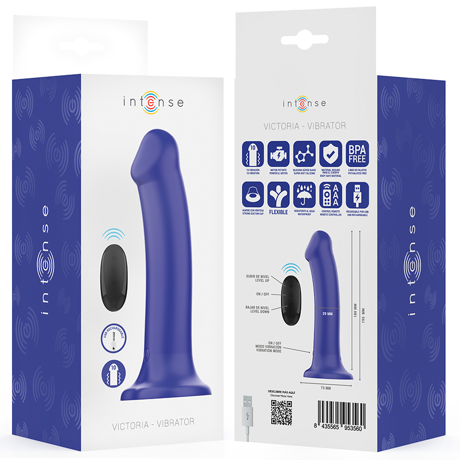 INTENSE - VIBRADOR VICTORIA COM VENTOSA 10 VIBRAÇÕES AZUL ESCURO CONTROLE REMOTO - Image 8