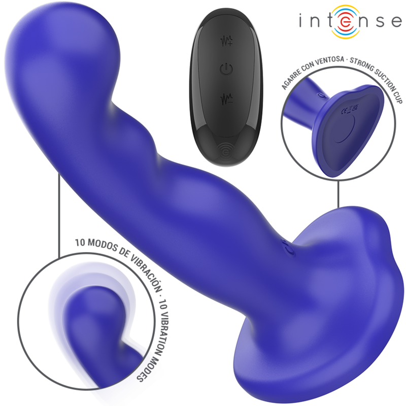 INTENSE - SHORTY VIBRATEUR AVEC VENTOUSE TÉLÉCOMMANDE BLEUE – Image 2