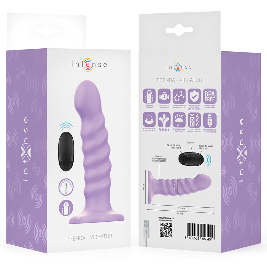 INTENSE - BRENDA VIBRATEUR TAILLE M DESIGN SPIRALE 10 VIBRATIONS VIOLET TÉLÉCOMMANDE – Image 8