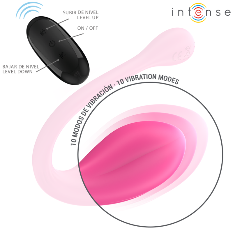 INTENSE - JANICE HUEVO VIBRADOR U DOBLE ESTIMULACIÓN 10 VIBRACIONES ROSA CONTROL REMOTO - Imagen 4