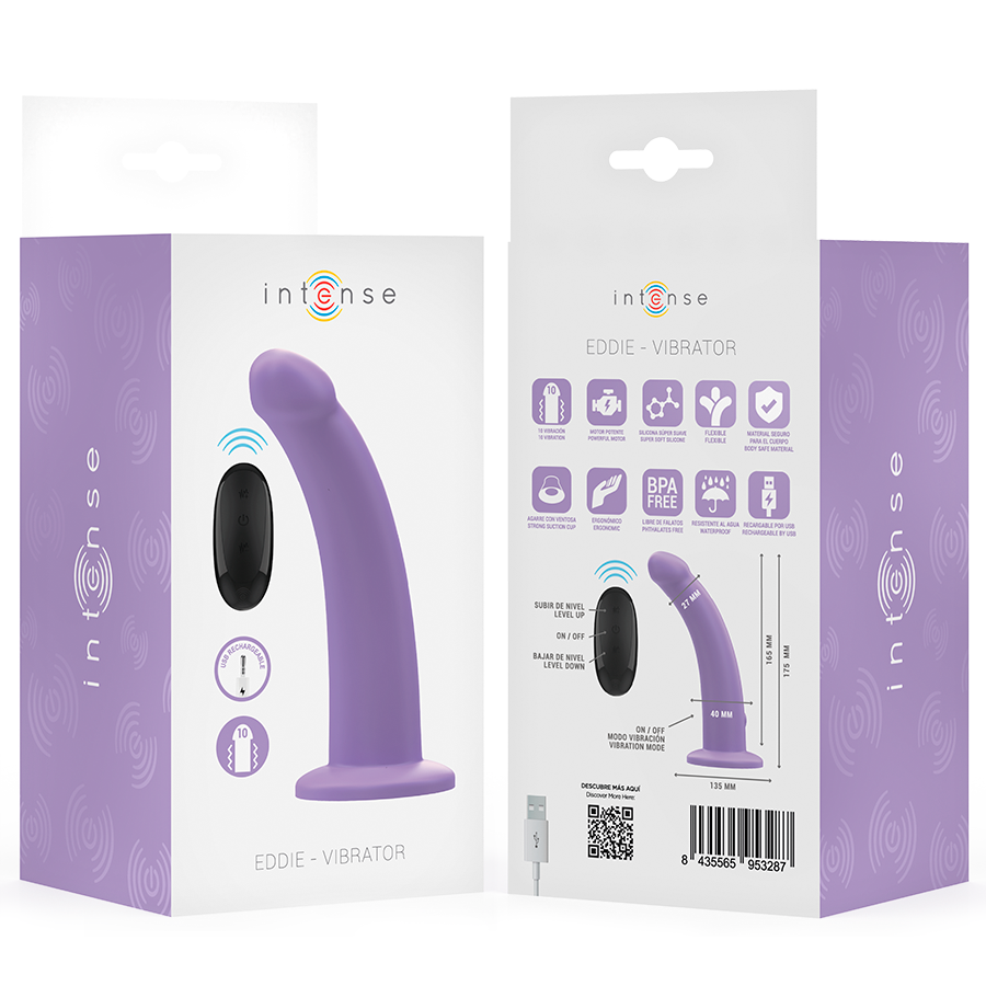 INTENSE - EDDIE VIBRATEUR 17,5 CM 10 VIBRATIONS VIOLET TÉLÉCOMMANDE – Image 8