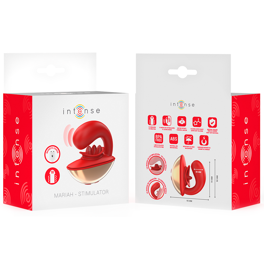 INTENSE - VIBRATEUR & STIMULATEUR MARIAH EN FORME DE U 10 VIBRATIONS ROUGE – Image 8