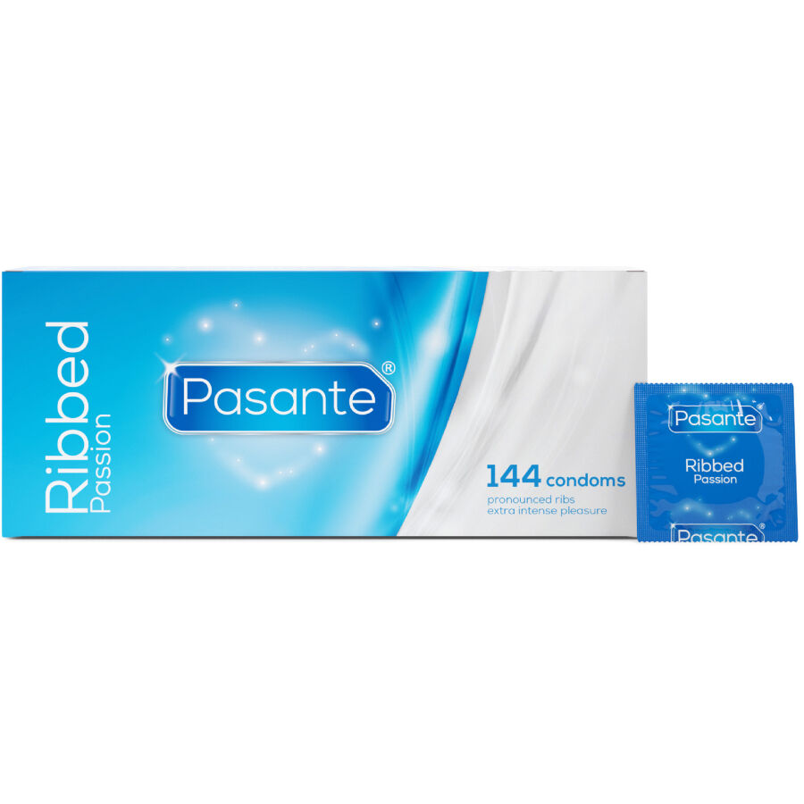 PASANTE - RIBBED PASSION PRESERVATIVOS CAJA 144 UNIDADES - Imagen 2
