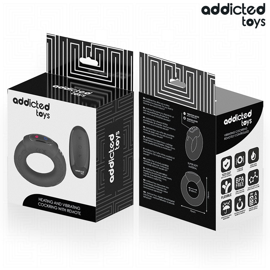 ADDICTED TOYS - ANNEAU PÉNITENTIAIRE VIBRANT À EFFET CHAUFFANT AVEC TÉLÉCOMMANDE – Image 2