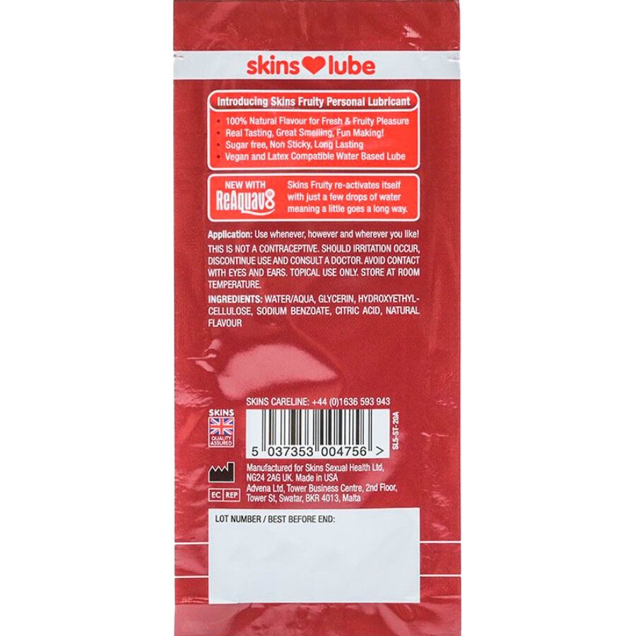 SKINS - LUBRIFICANTE FRUTTATO A BASE D'ACQUA FRAGOLA MONODOSE 5 ML - immagine 2