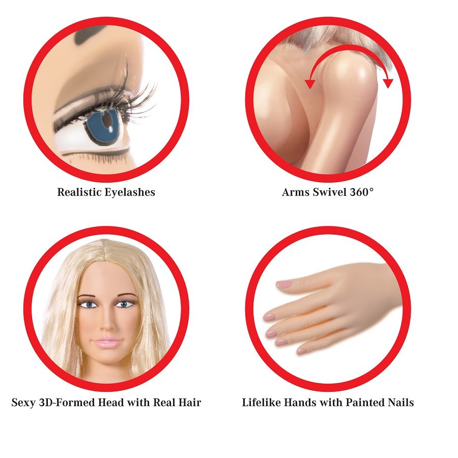 MUÑECA HINCHABLE TAMAÑO REAL CON CARA 3D, VAGINA Y ANO REALISTA + BOMBA - Imagen 6