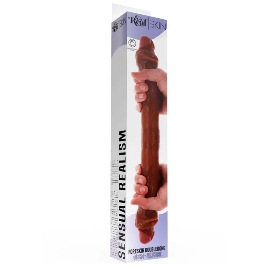 GET REAL - GODEMICHET EN SILICONE À DOUBLE EXTRÉMITÉ CARAMEL 46 CM – Image 4