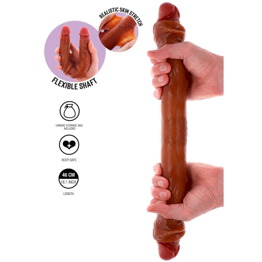 GET REAL - GODEMICHET EN SILICONE À DOUBLE EXTRÉMITÉ CARAMEL 46 CM – Image 2