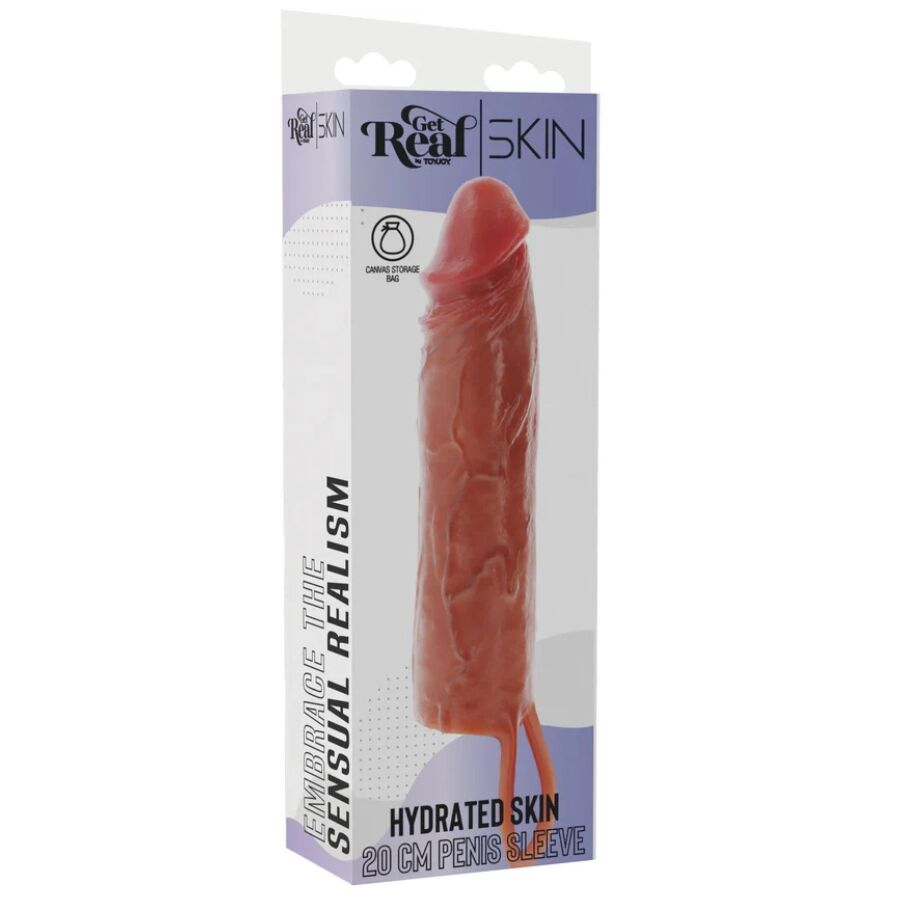 GET REAL - CAPA DE SILICONE PARA PÊNIS HIDRATADA CARAMELO 20 CM - Image 4