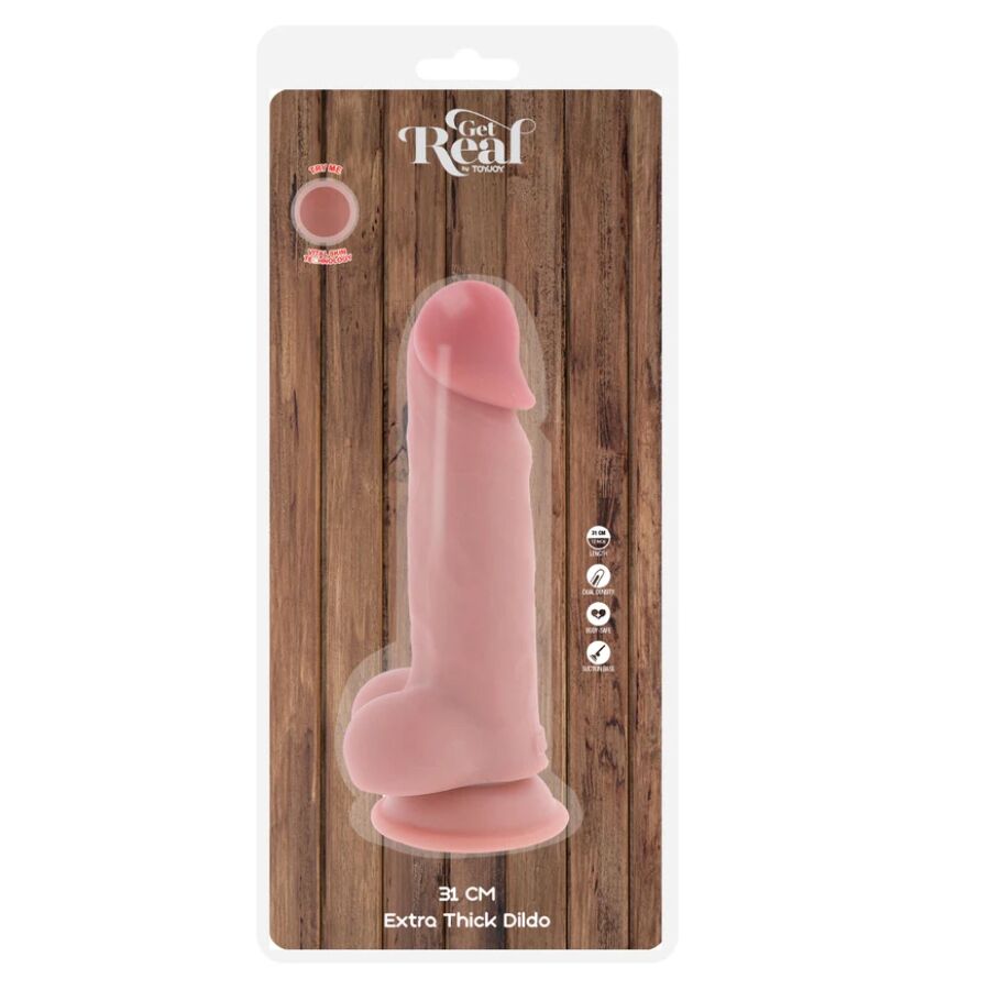 GET REAL - DELUXE REALISTIC PENIS WITH TESTICLES EXTRA THICK 31 CM - Image 4
