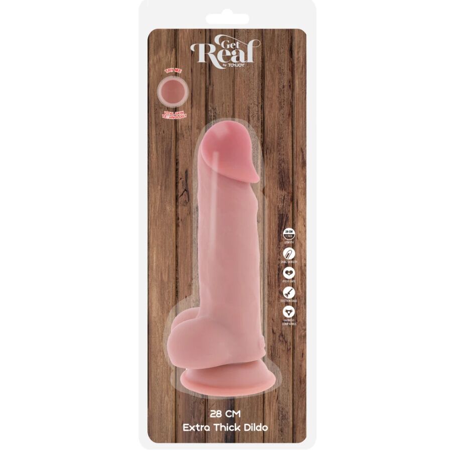 GET REAL - DELUXE REALISTIC PENIS WITH TESTICLES EXTRA THICK 28 CM - Image 5