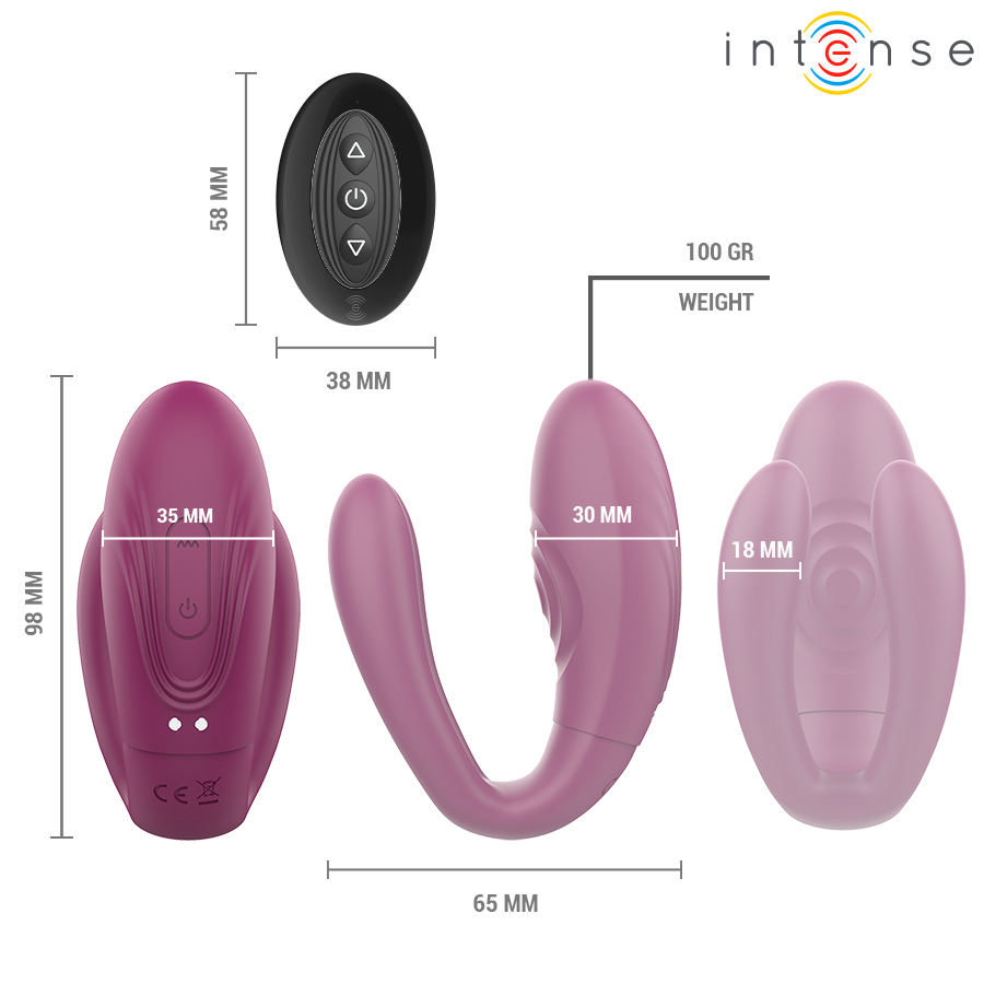INTENSE - SANDRA VIBRADOR & ESTIMULADOR DE PINZAS CON GOLPETEO CONTROL REMOTO - Imagen 6
