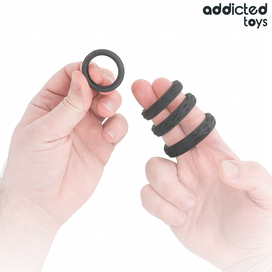 ADDICTED TOYS - ENSEMBLE D'ANNEAUX PÉNIS TEXTURÉS, 4 TAILLES – Image 2